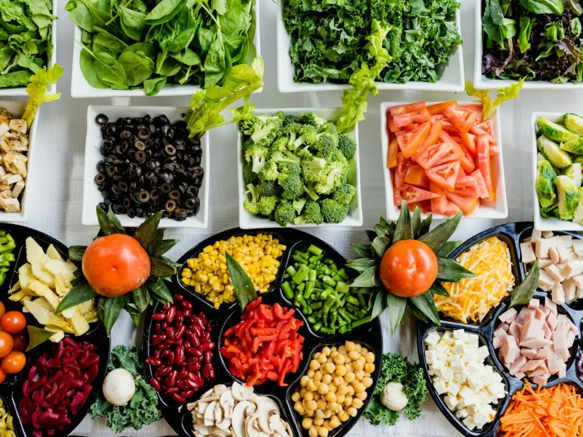 Balanced foods arranged for a practical meal plan